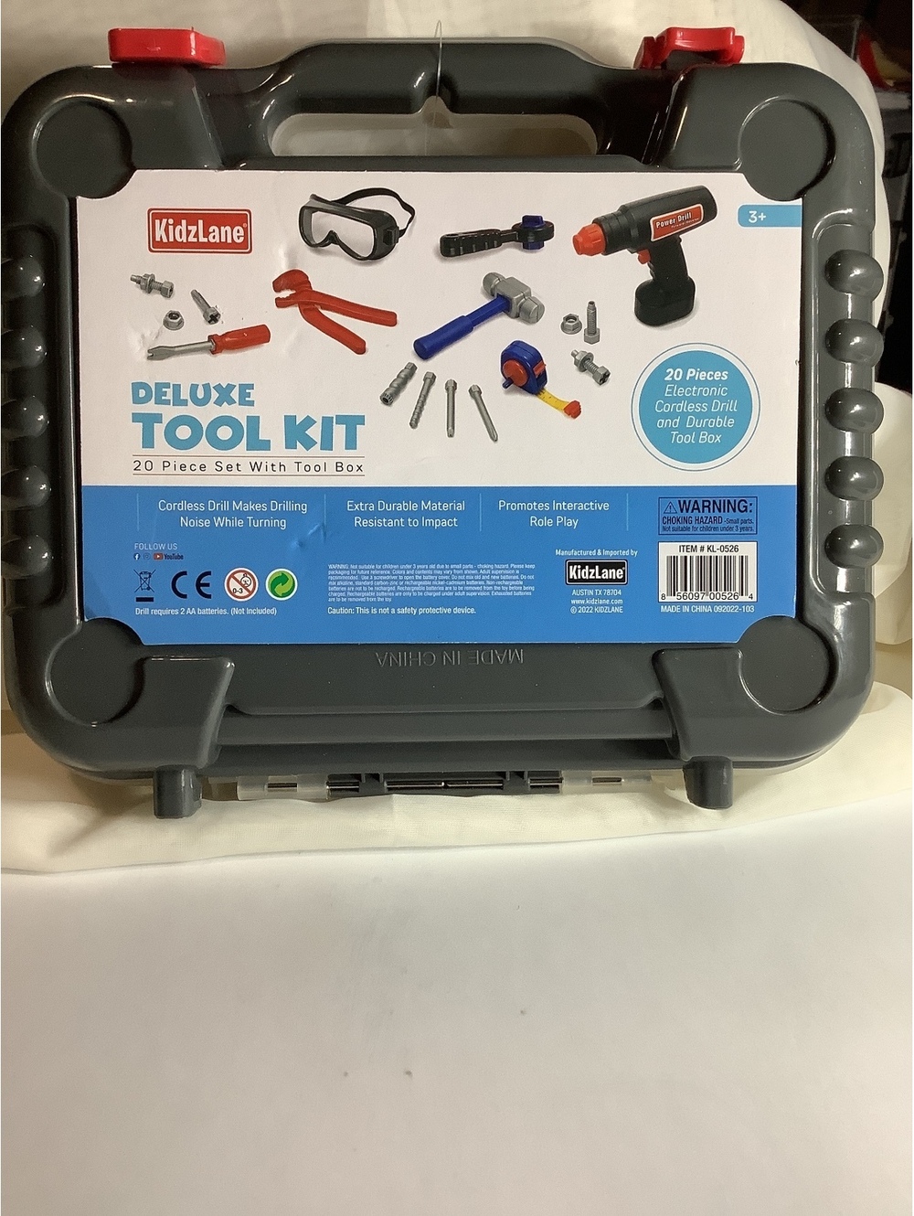 Kidzlane Deluxe 20-Piece Tool Kit with Tool Box for Kids